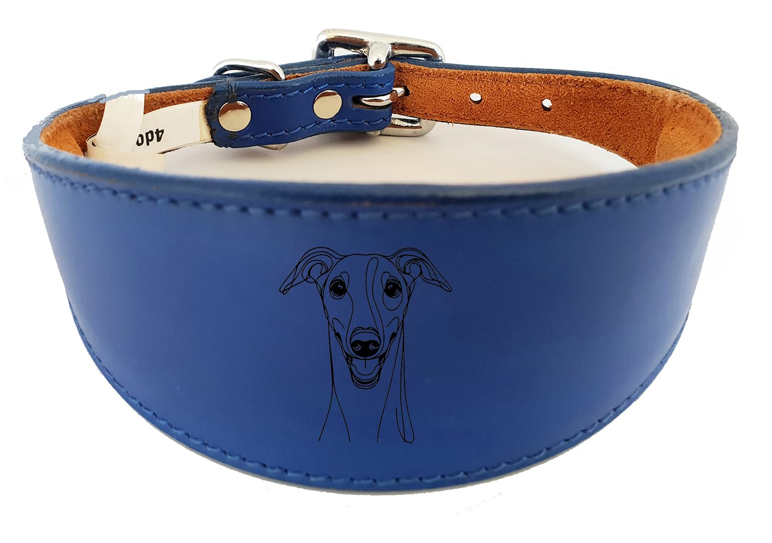 Sighthound Wide Leather Collar Handmade for Iggy, Lurcher, Whippet and Greyhound, NL9