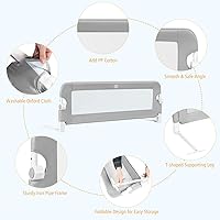 Vista 2 de BABY JOY Rieles de cama para niños pequeños, extra largos, protector de cama de seguridad abatible para cuna convertible, barandilla plegable