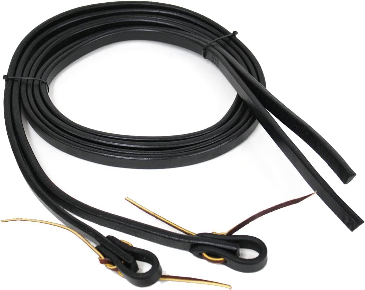 Western Leather Split Reins with Tie Ends Black Heavy Duty 6' 7' 8' Pair Set
