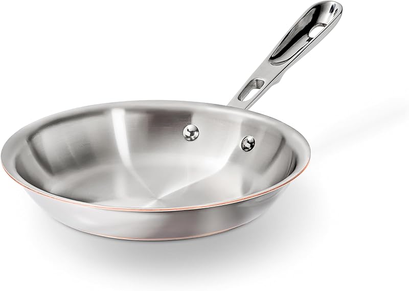 Copper Core 5-Ply Stainless Steel Fry Pan 8 Inch Induction Oven Broiler Safe 600F Pots and Pans, Cookware Silver | Unmatched heat control and precision, Elegant Design, Omelet Pan, Induction Compatible, Oven Safe up to 600F