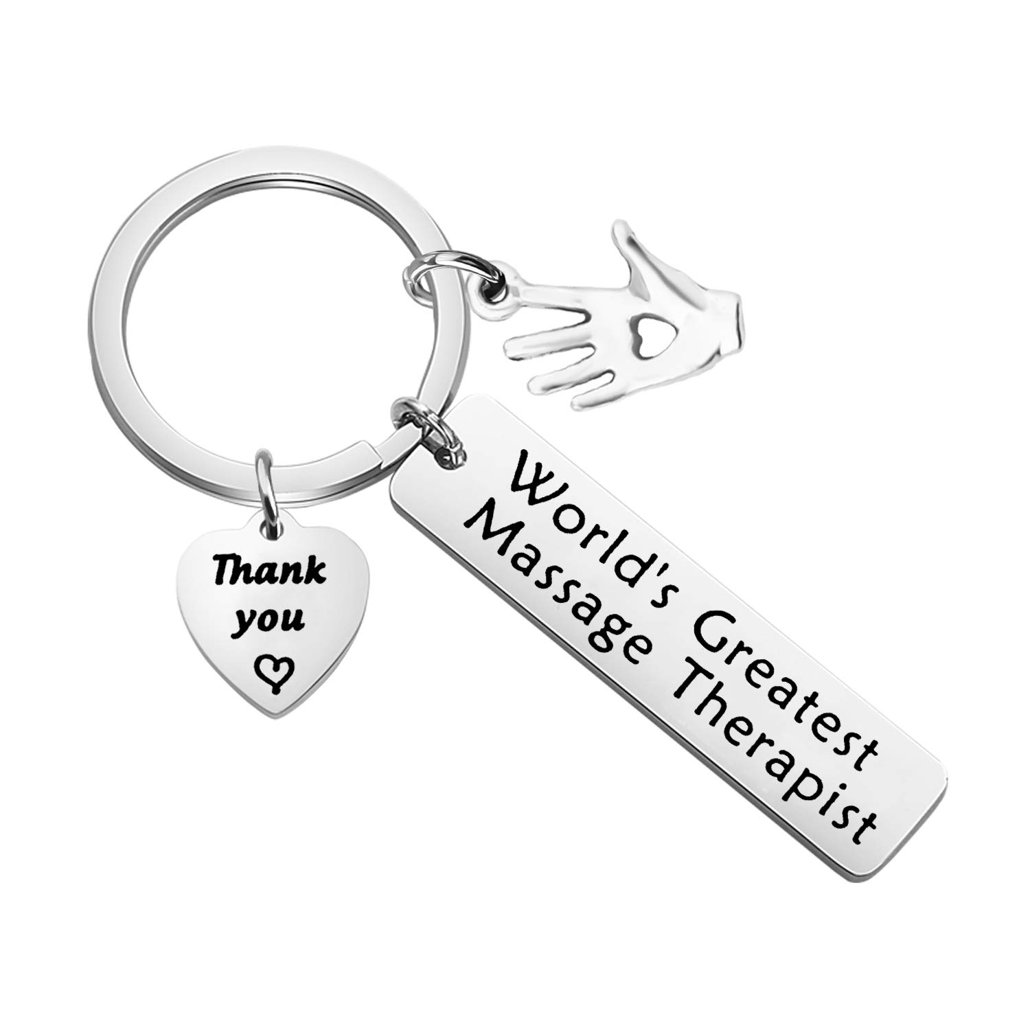 WSNANG Massage Therapist Gift Massage Therapy School Student Gift World's Greatest Massage Therapist Keychain With Healing Hand Charm Gift for Massage Therapist (MT Keychain)