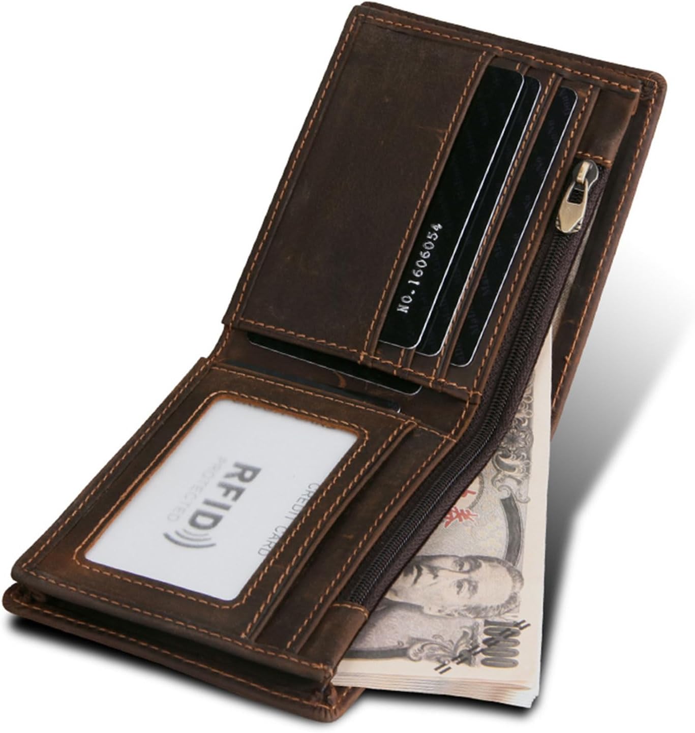 Small leather Mens RFID Blocking Bifold Wallet Slim Minimalist Western Wallet For Men with Credit Cards(brown) - Image 5