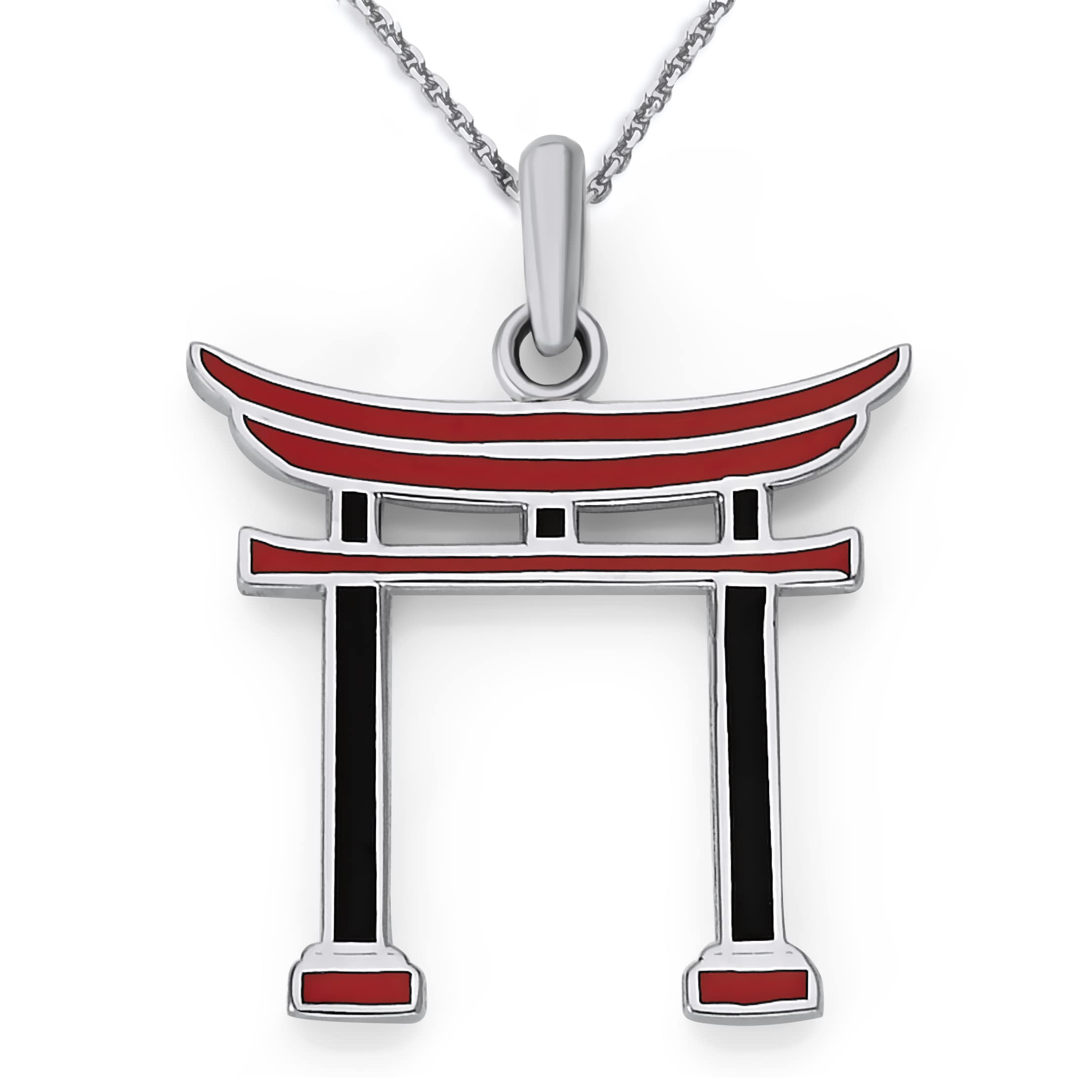 Pome Japanese Torii Gate Pendant Necklace in Sterling Silver