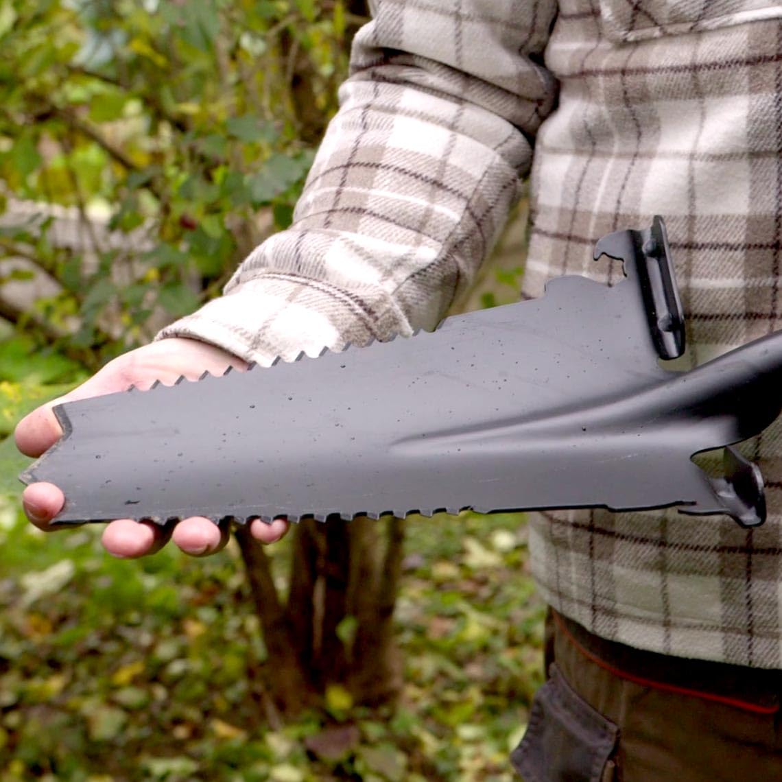 Hammersmith RayzerShovel - Das Original aus dem TV - Spaten mit Wurzelsäge für Harte, steinige Böden - Breite Trittkante – Gartenspaten – Gärtnerspaten