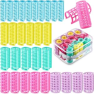 30 Pieces Plastic Hair Rollers – Self-Grip Curlers in 5 Sizes, No Heat Required for DIY Hair Styling and Salon Use