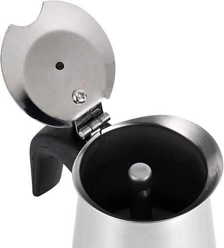 Miniatura 7 de Cafetera Moka de acero inoxidable de 3.4fl oz6.8fl oz10.1fl oz15.2fl oz para gas de inducción o estufa eléctrica para uso en el hogar o la oficina