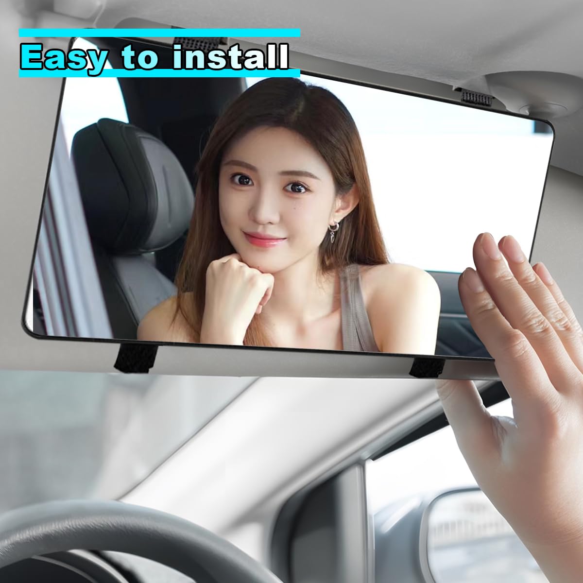 Miroir De Visière Pour Voiture - Réglable, Anti-UV, Pour Retouches Maquillage En Voiture - Universel - 6