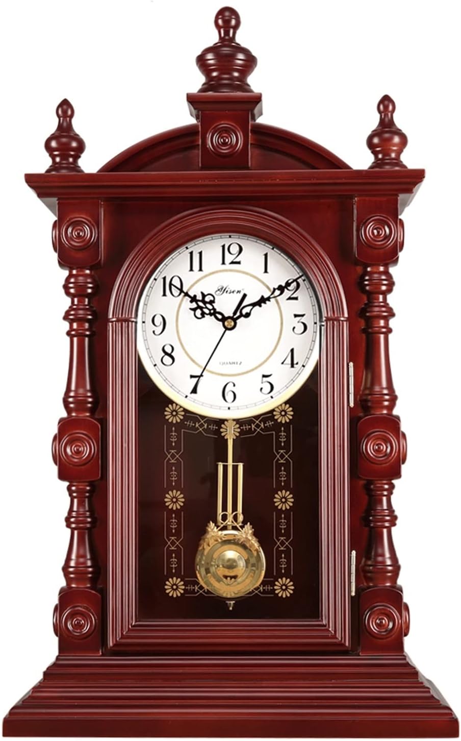 Saturey Desk Clock Retro Chinese-Style Solid Wood Living Room Decoration Table Clock Large Silent Clock Old-Fashioned Household Clock Clock Decorative Mantel Clock