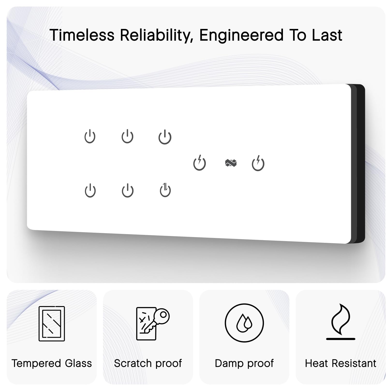 Iotics Smart Wifi Switch Board: 8 x Switch Module. Touch Control, Remote, App Control. Voice Control with Alexa & Assistant. Smart Touch Switch Board For Home Automation (White), 240 Volts 2