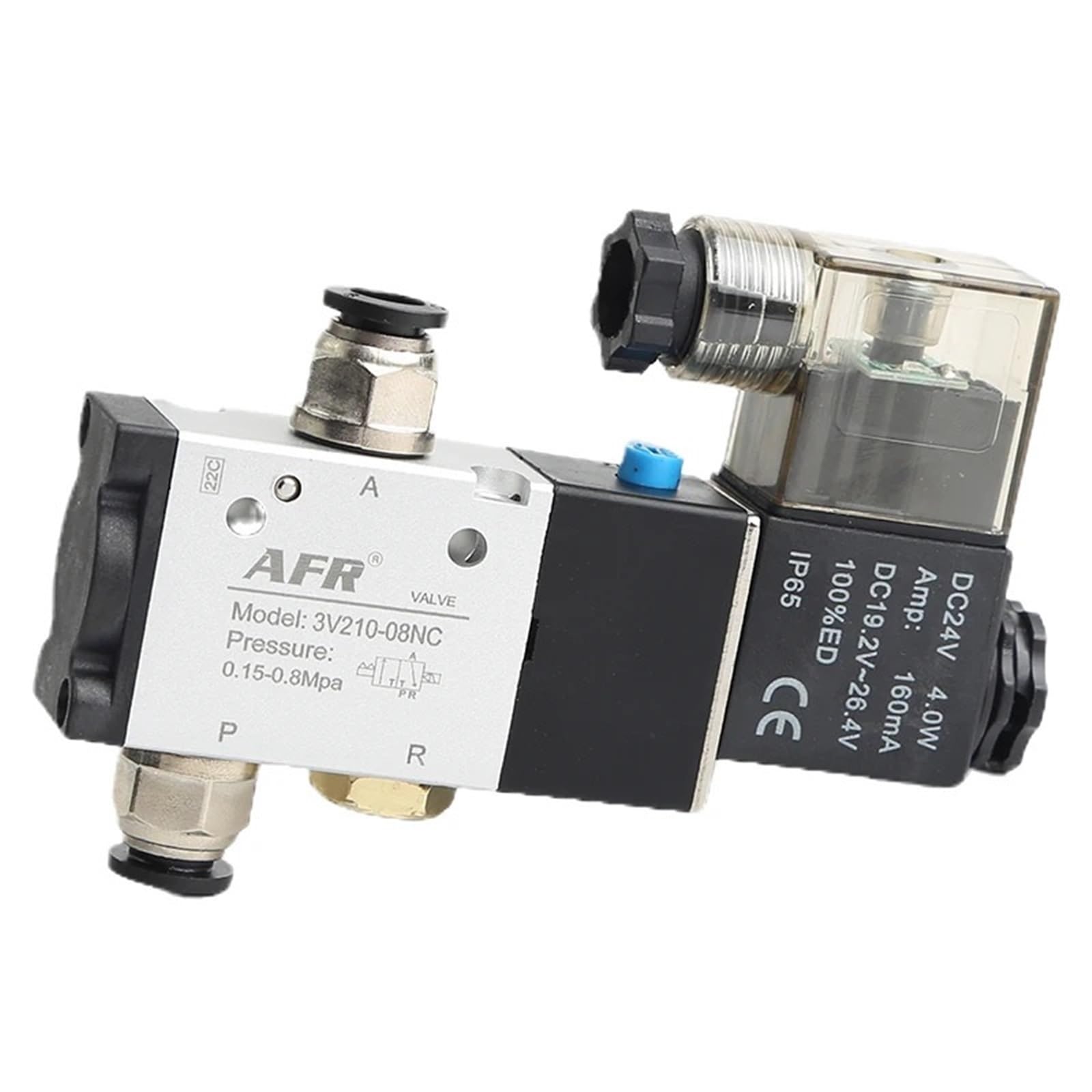 VSPPJYFG Normally Closed Pneumatic Air Solenoid Valve 3V210-08-NC DC24V AC220V Normally Open 3V110-06-NO 3V210-08 3V310-10 3V410-15(3v210-08-nc Dc24v,8mm fittings)