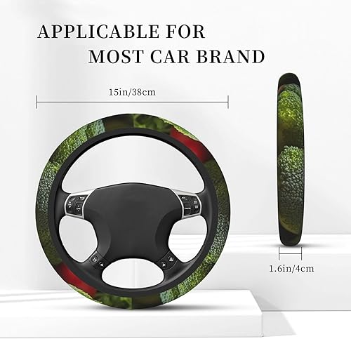 Miniatura 5 de Nutritious - Funda para volante con estampado de verduras, suave, antideslizante, funda elástica para volante de automóvil, protector universal de