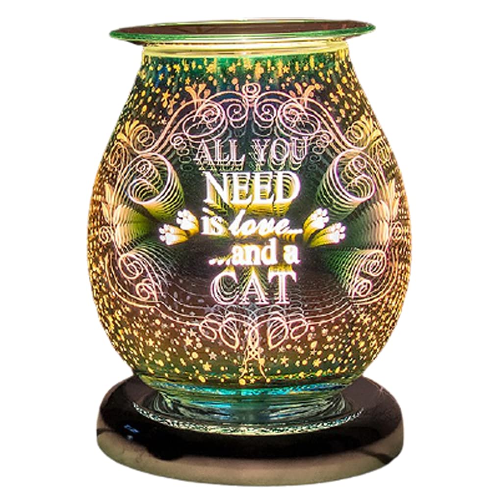 All You Need Is Love & A Cat Design - Desire 3D Aroma melt Oil Aromatherapy Wax Touch lamp. Fragrance Burner