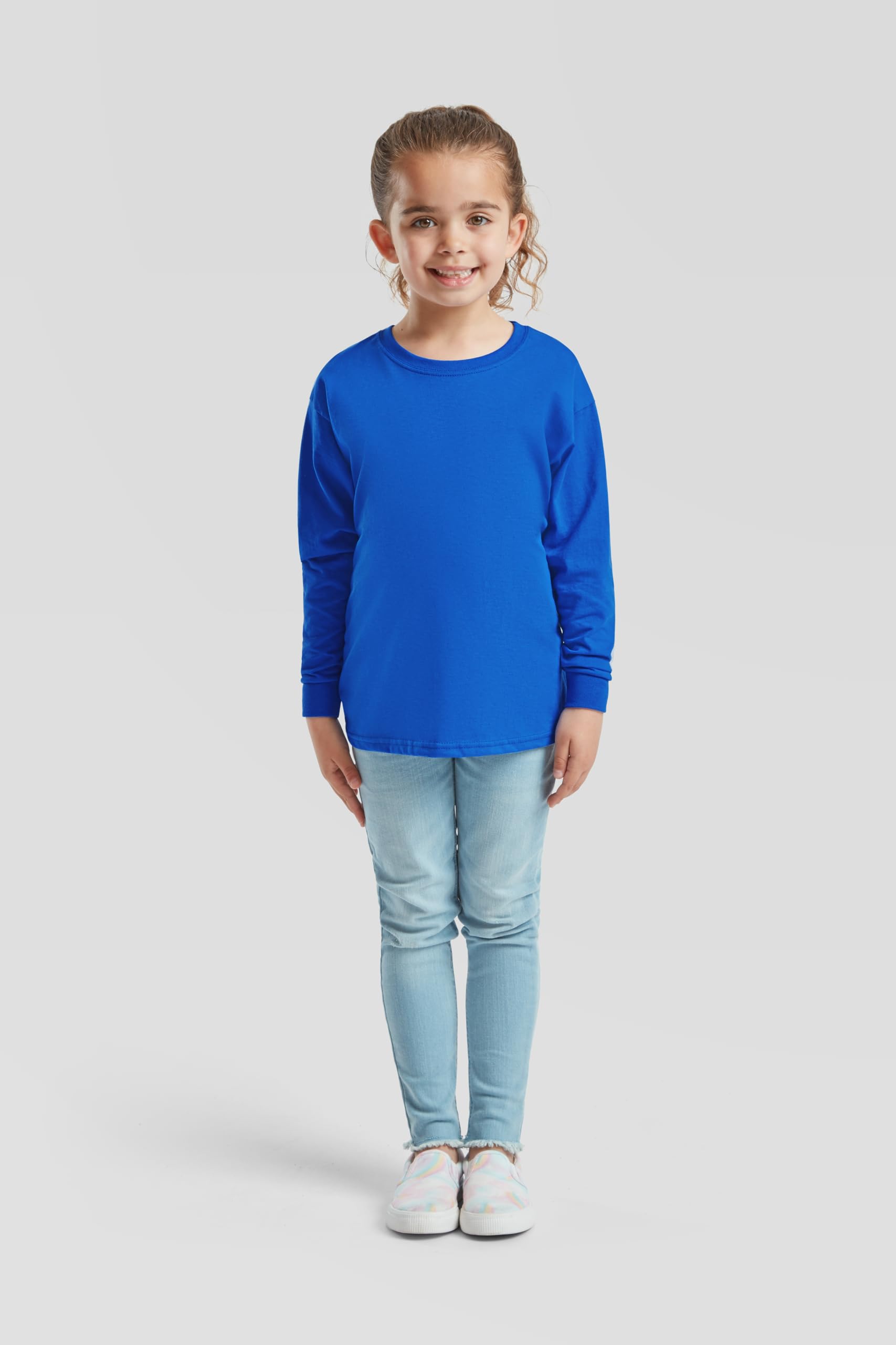 Fruit of the Loom Pack de 10 unidades de manga larga para niños | Camiseta de manga larga para niños de algodón de alta calidad para niños y niñas + bolsa de tela MyShirt gratis