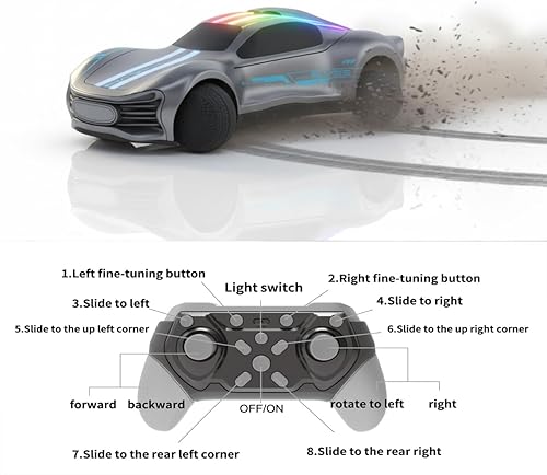 Miniatura 7 de Coche de acrobacias a control remoto, ruedas esféricas, 12 MPH, escala 116, negro con detalles azules