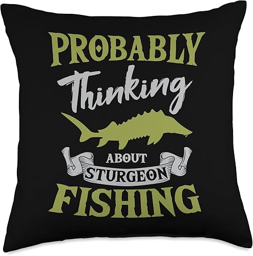 Sturgeon Fishing Angler - Almohada anádroma de pescador de agua dulce, 18 x 18 pulgadas, multicolor