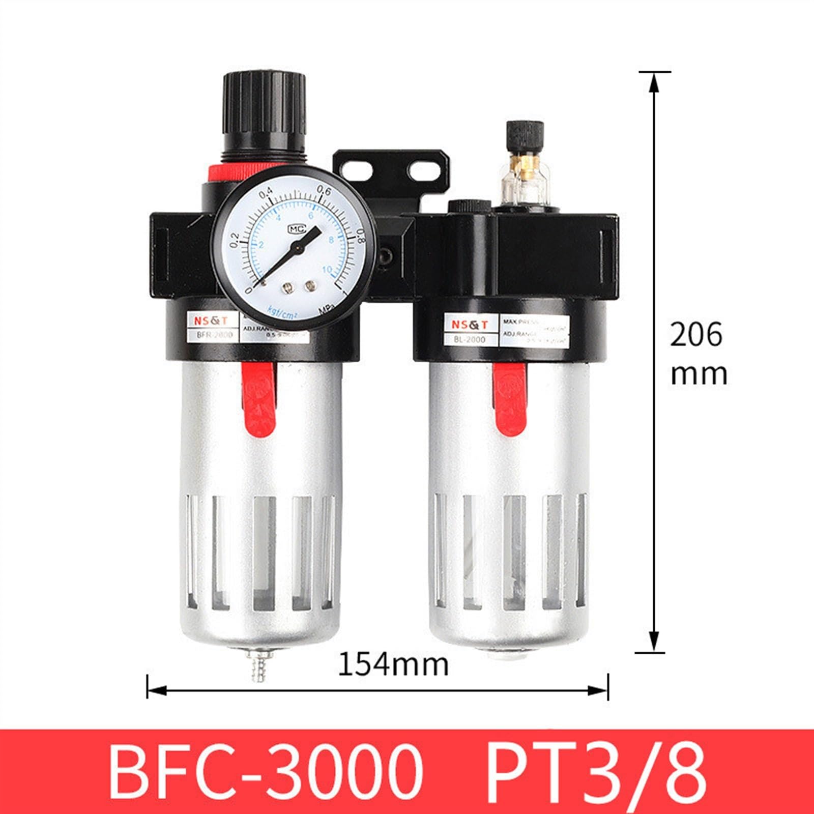 Procesador de Aire BFC2000 Válvula Reductora de presión neumática Válvula reguladora Filtro Separador de Aire, Aceite y Agua BFC3000 4000(BFC2000)