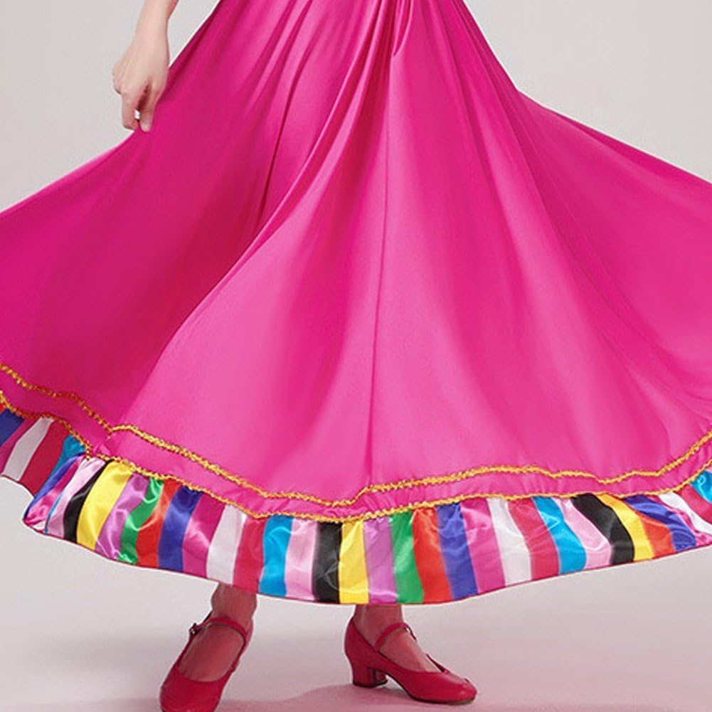 Gonna Ballo in Stile Messicano Gonna Grande Altalena Gonna Colorata di Flamenco Spagnolo Costume Danzatrice del Ventre per Spettacoli di Danza Popolare Messicana