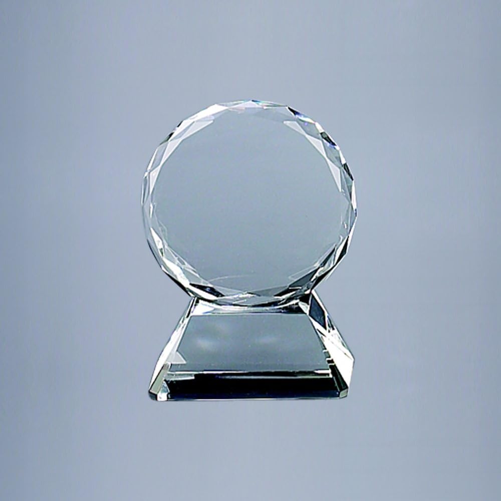 Round Optic Glass Trophy On Base (3.5 in. L x 1.5 in. W x 5 in. H)