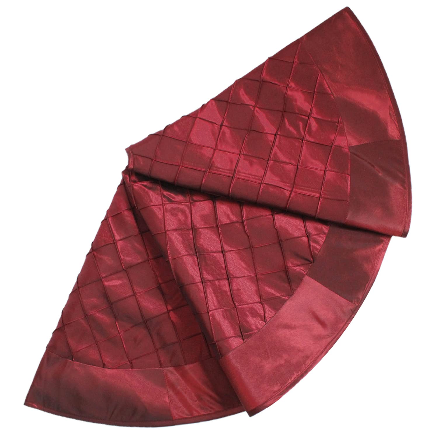 90/106 / 127cm Burgundia ręcznie wykonana diamentowa bazowa tkanina wzór dekoracyjne drzewo spódnica Boże Narodzenie Dekoracje bazowe DUO ER (Color : 127cm)