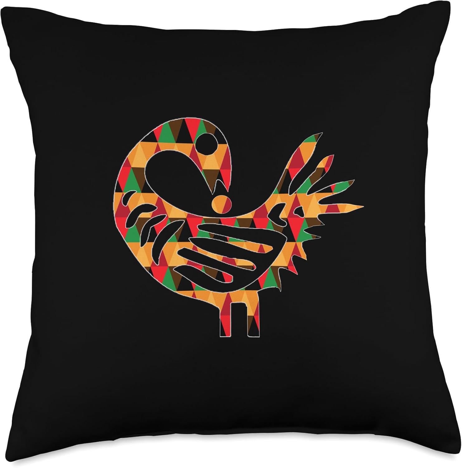 Sankofa Pattern Afrocentric Adinkra Symbol Throw Pillow