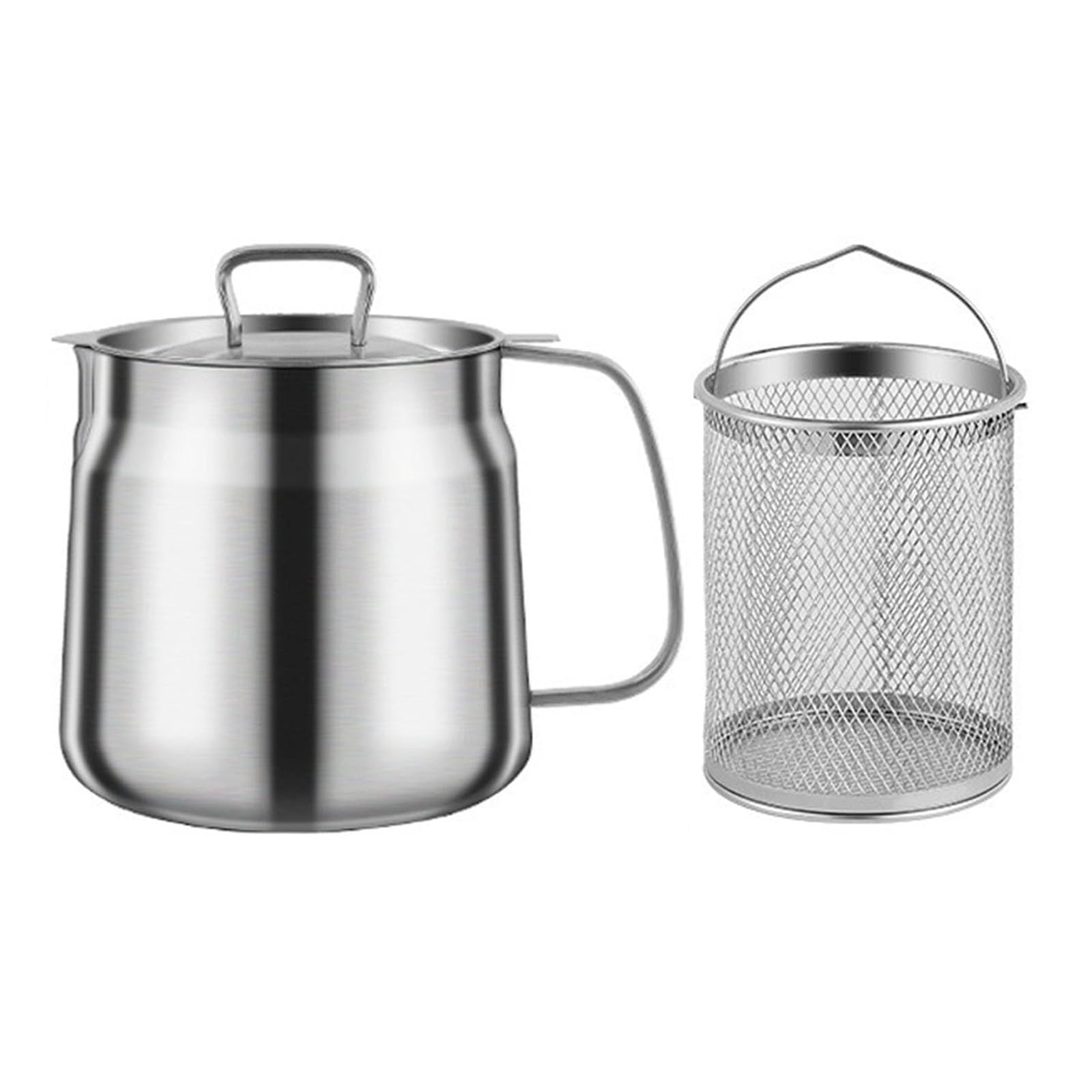 Ollas coladoras de aceite portátiles 2 en 1 para cocinas y al aire libre, de acero inoxidable, freidoras con cesta para cocinar