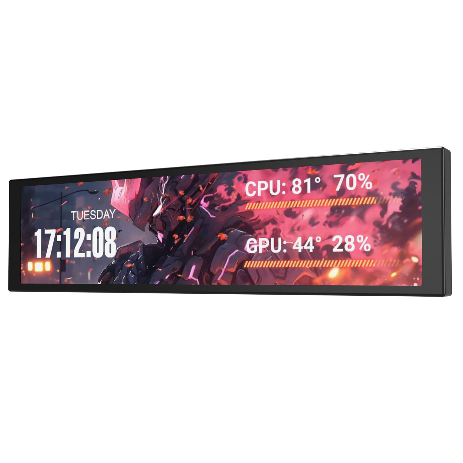 darkFlash V92 23,4 cm IPS-PC-Gehäuse-Sensor-Panel, 1920 x 462 sekundärer Monitor, exklusive Desktop-Spiegelung und Aufnahme, AIDA64-kompatibler Hardware-Monitor, Vollaluminiumlegierung, USB-C/interner