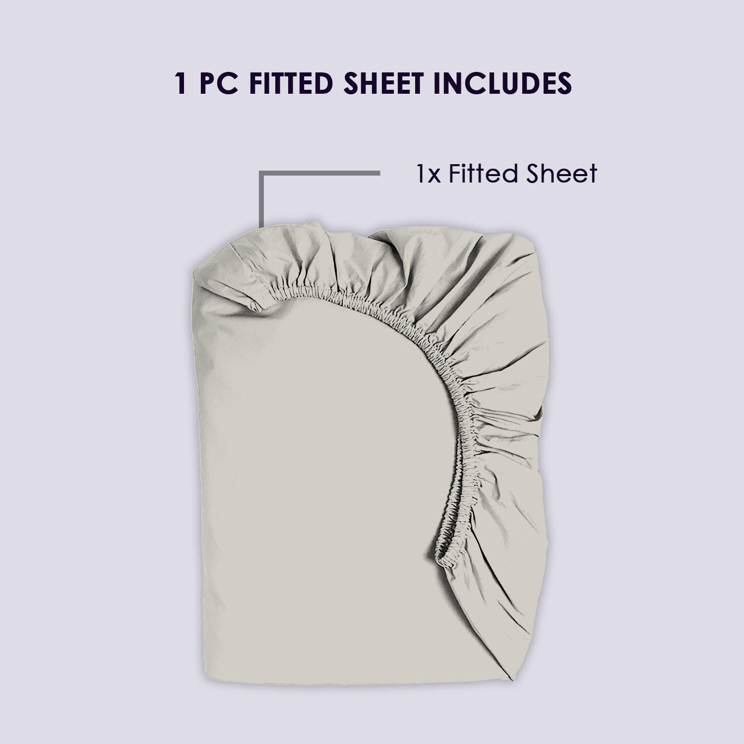 Pizuna Luxury Cotton European Single Fitted Sheet Grey - Image 4