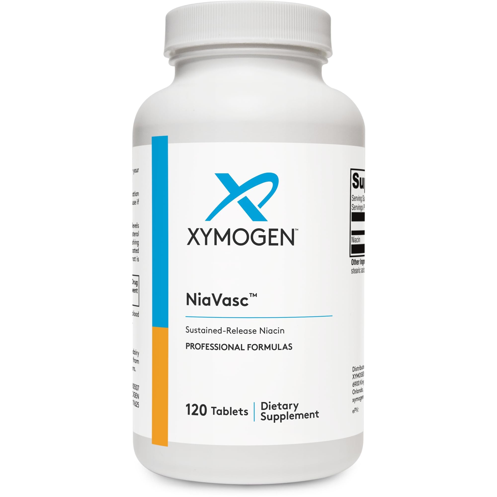 XYMOGEN NiaVasc - Sustained-Release 500 mg Niacin - Supports Healthy Blood Lipids & Normal Carotid Intima-Media Thickness - Vegetarian, Non-GMO & Gluten Free - 120 Capsules