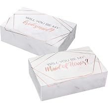 Pop Fizz Designs Bridesmaid Proposal Box Set I 6 Pack I 1 Maid of Honor Proposal Box and 5 Will You be My Bridesmaid Boxes I Marble with Gold Foil Bridesmaid Box for Bridesmaid Gifts