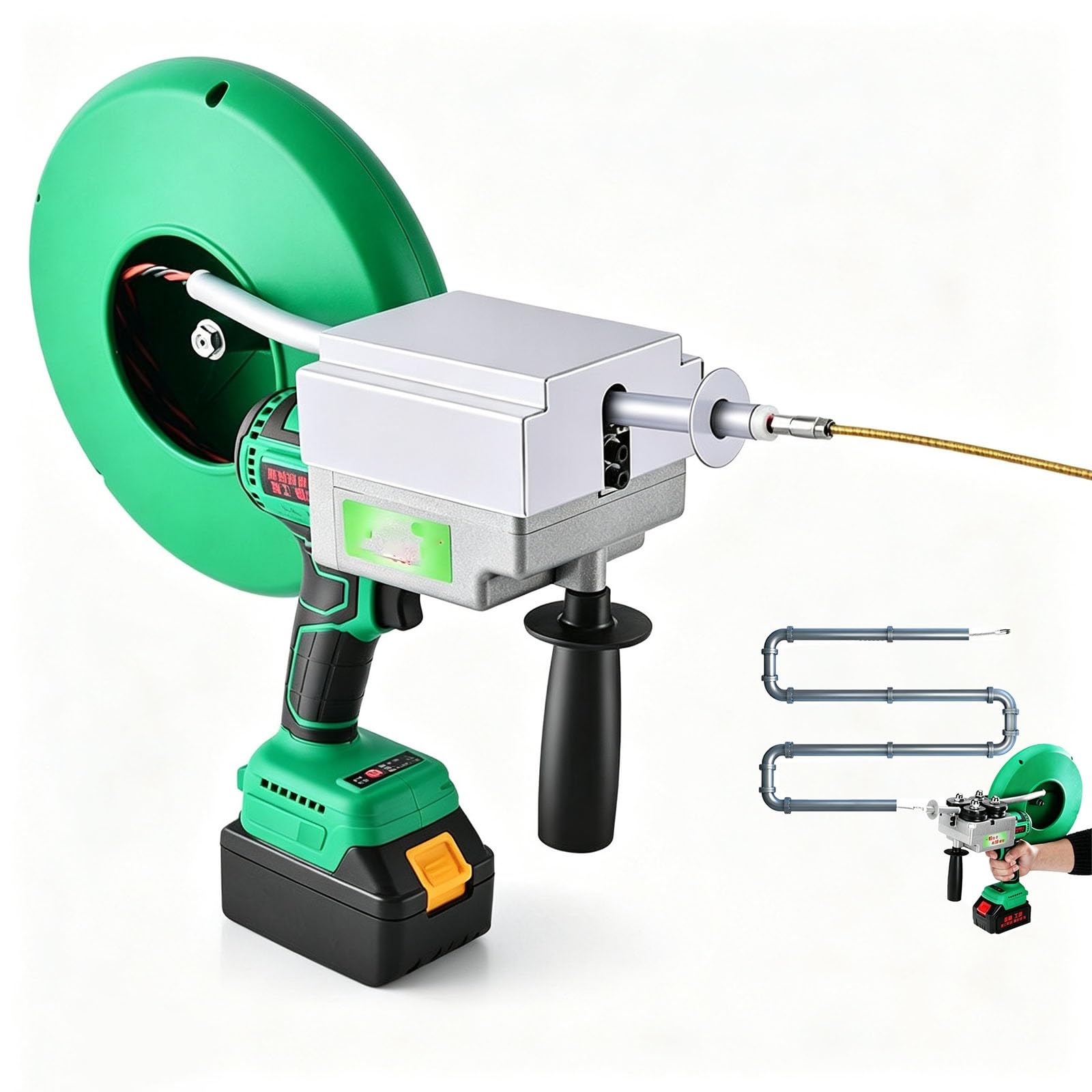 Máquina enhebradora de cables eléctrica con extractor inalámbrico de 550 Nm y línea de 98 pies