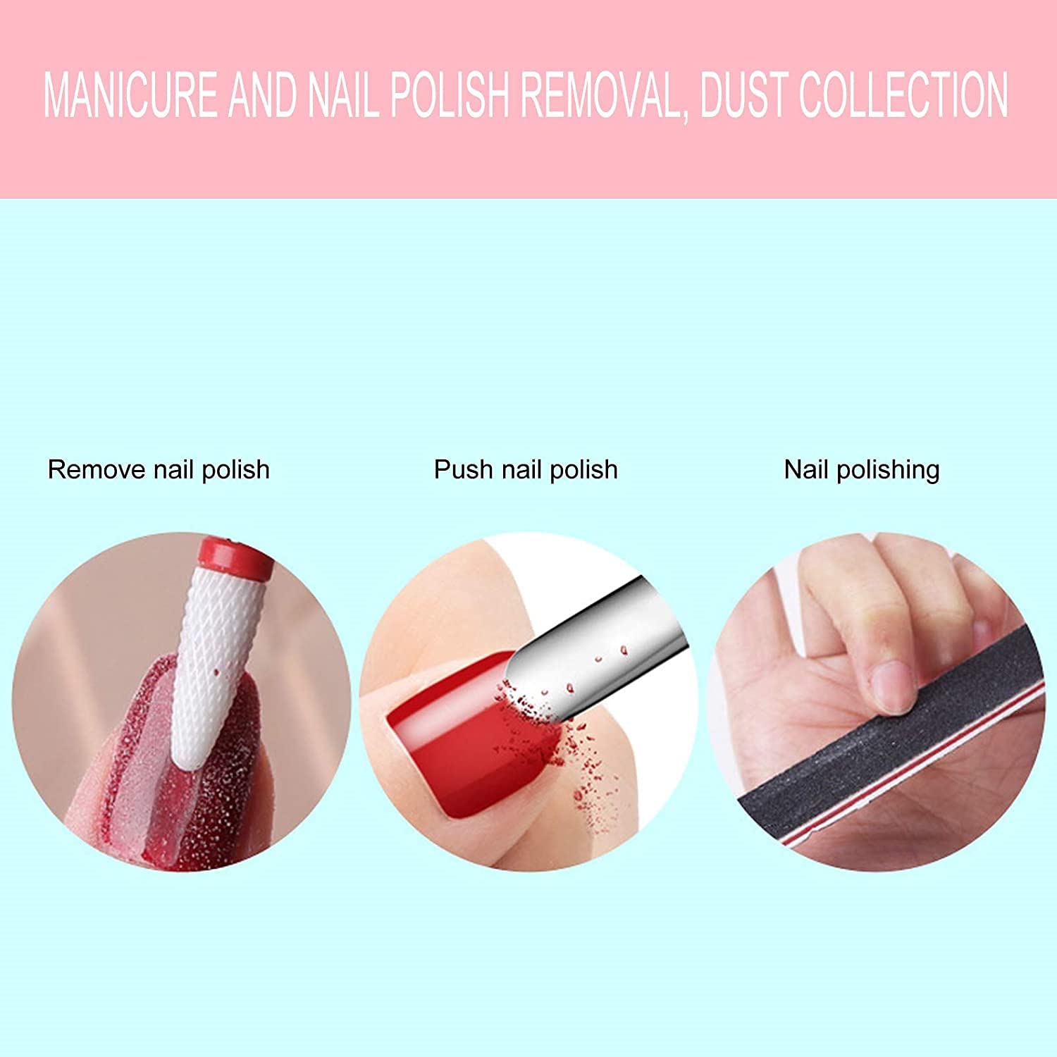 X&Z-XAOY Máquina De Arte De Uñas 3 En 1 con Luz LED Kit De Uñas De Salón Profesional Herramienta De Manicura Extractora De Polvo con Filtro De Uñas Colector De Polvo De Uñas 40W