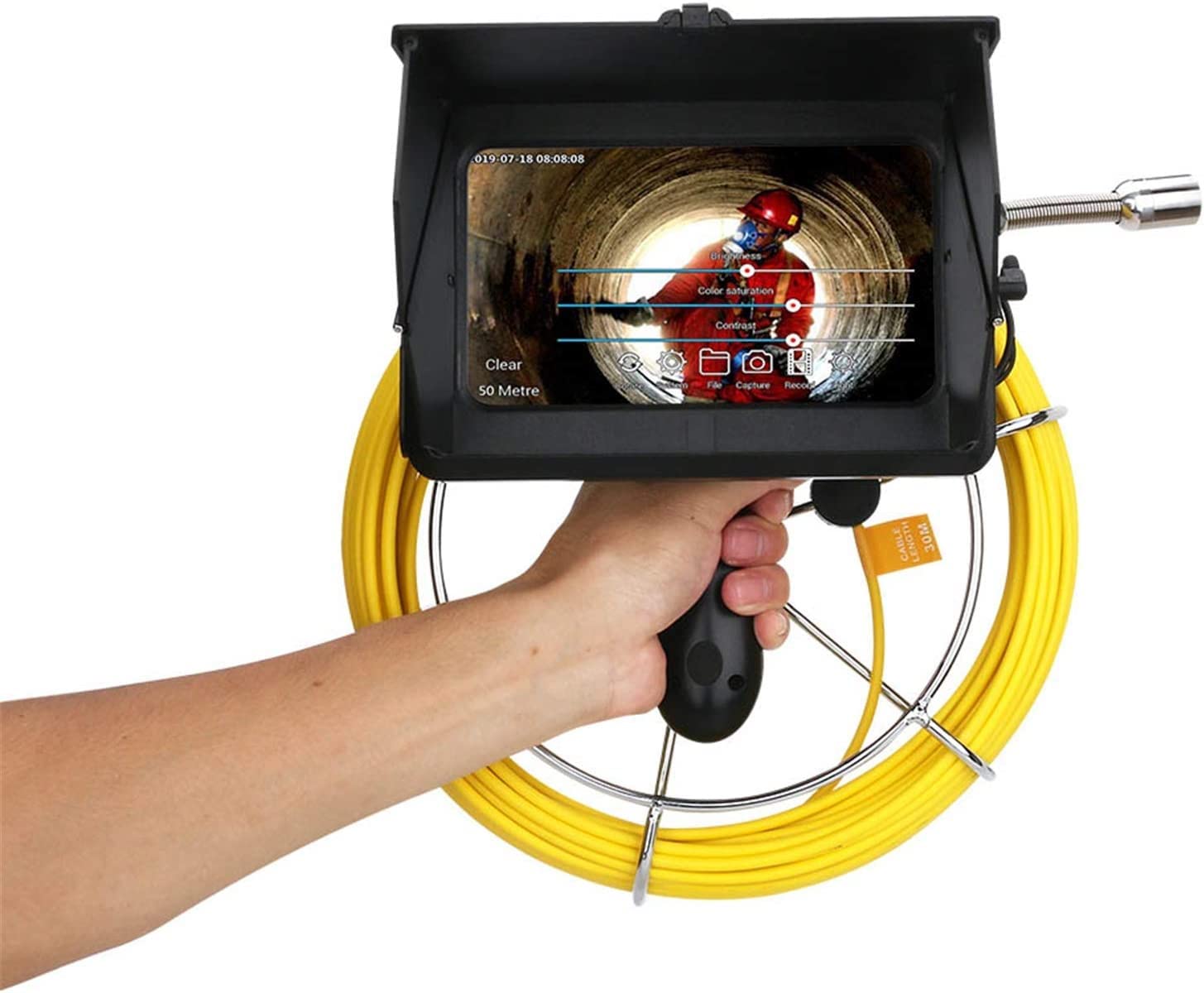 Endoskopy techniczne Kamera inspekcyjna z licznikiem licznika odpływu kamera kanalizacyjna rurociąg przemysłowy endoskop 7-calowy monitor diagnostyczne (Size : 10m)