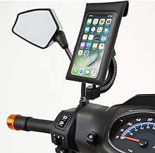 TARKAN IP67 Waterproof Scooter Mobile Holder, Scooter Mirrorbar for 4.7-7.0 Inch Phones, Ideal for Maps/GPS Navigation (Black)