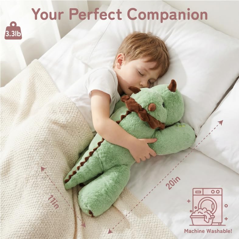 Image of Niuniu Daddy Weighted Dinosaur Stuffed Animal for Kids & Adults, 20 Inch 3.3lb Large Plush Toy with Soft Fur, Weighted Plushies Pillow for Sensory Calm, Huggable Gift for Everyday Comfort