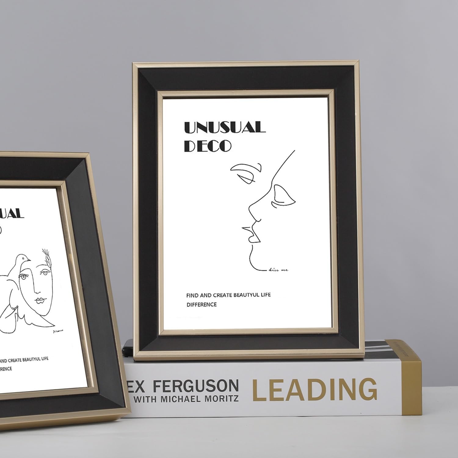 Picture Frame, High Definition Black Gold Photo Frame Desk Top Crafts Modern Luxurious Home Decorations Birthday Festival Family Lover Gift, 2 Pieces(4 * 6in)