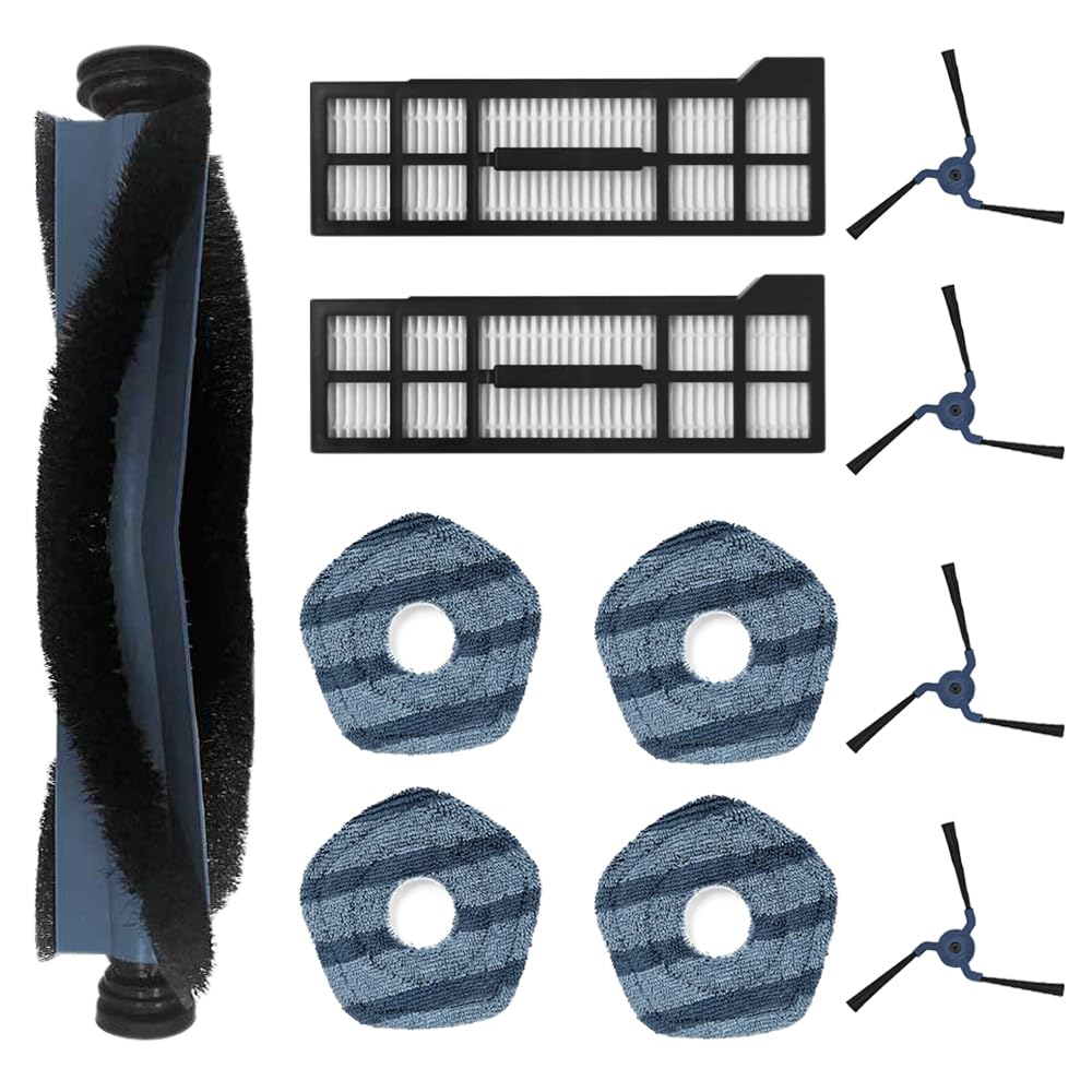 X10 Pro Omni Accessories, Replacement Parts Compatible with Eufy X10 Pro Omni Robot Vacuum Cleaner, 1 Set Main Brush, 2 HEPA Filters, 4 Side Brushes, 4 Mop Cloth Pads