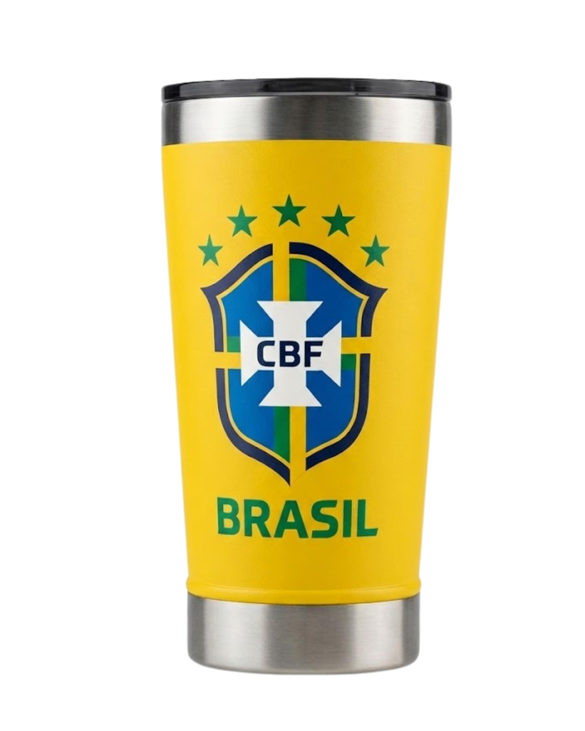 Copo Térmico Brasil 473ml com Abridor Inox Isolamento a Vácuo | Copo Cerveja Copa do