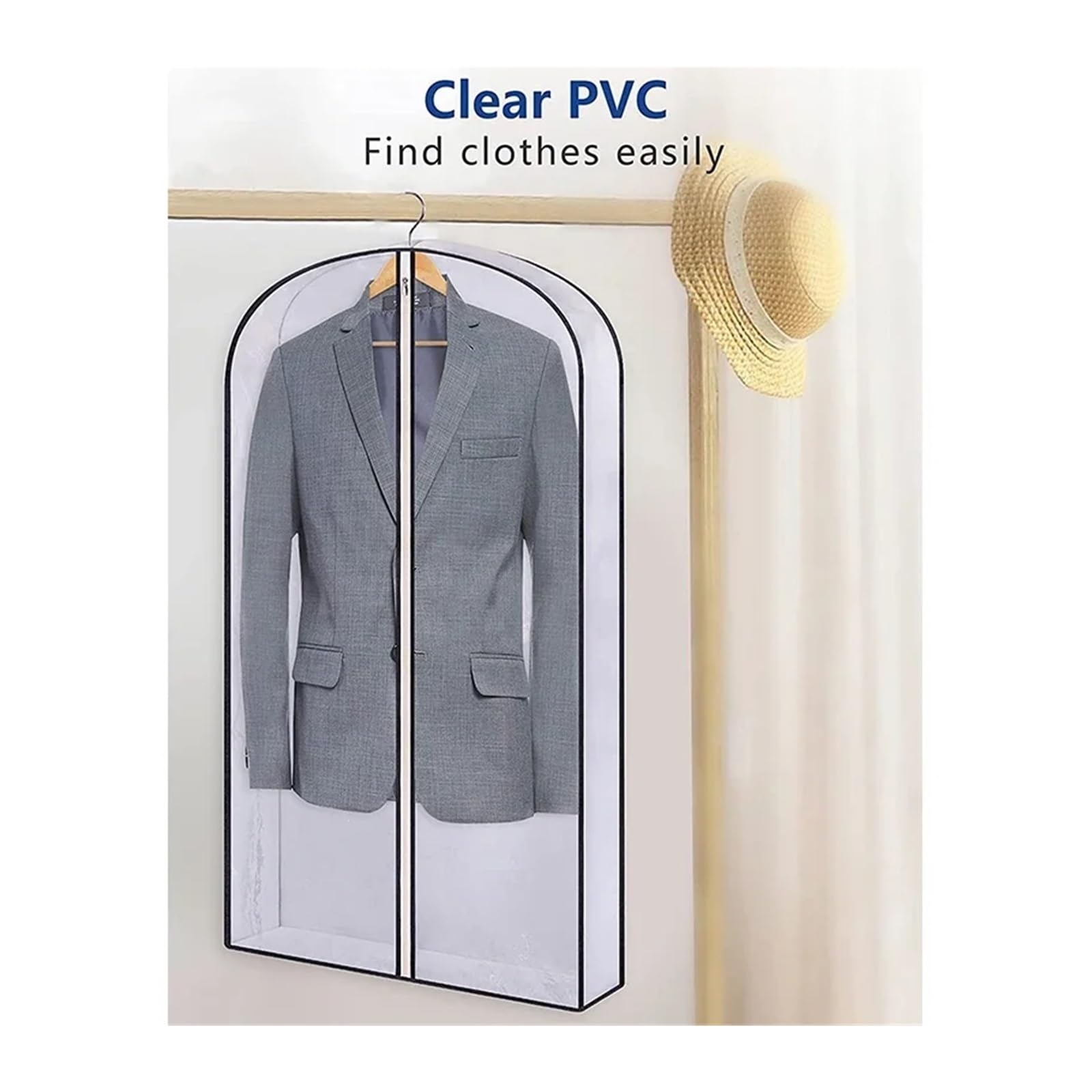 fundas para ropa Wrapped Washable Dust Cover Storage Clothes Hanging Bag Household Coat Transparent Waterproof Suit(M-3PCS)