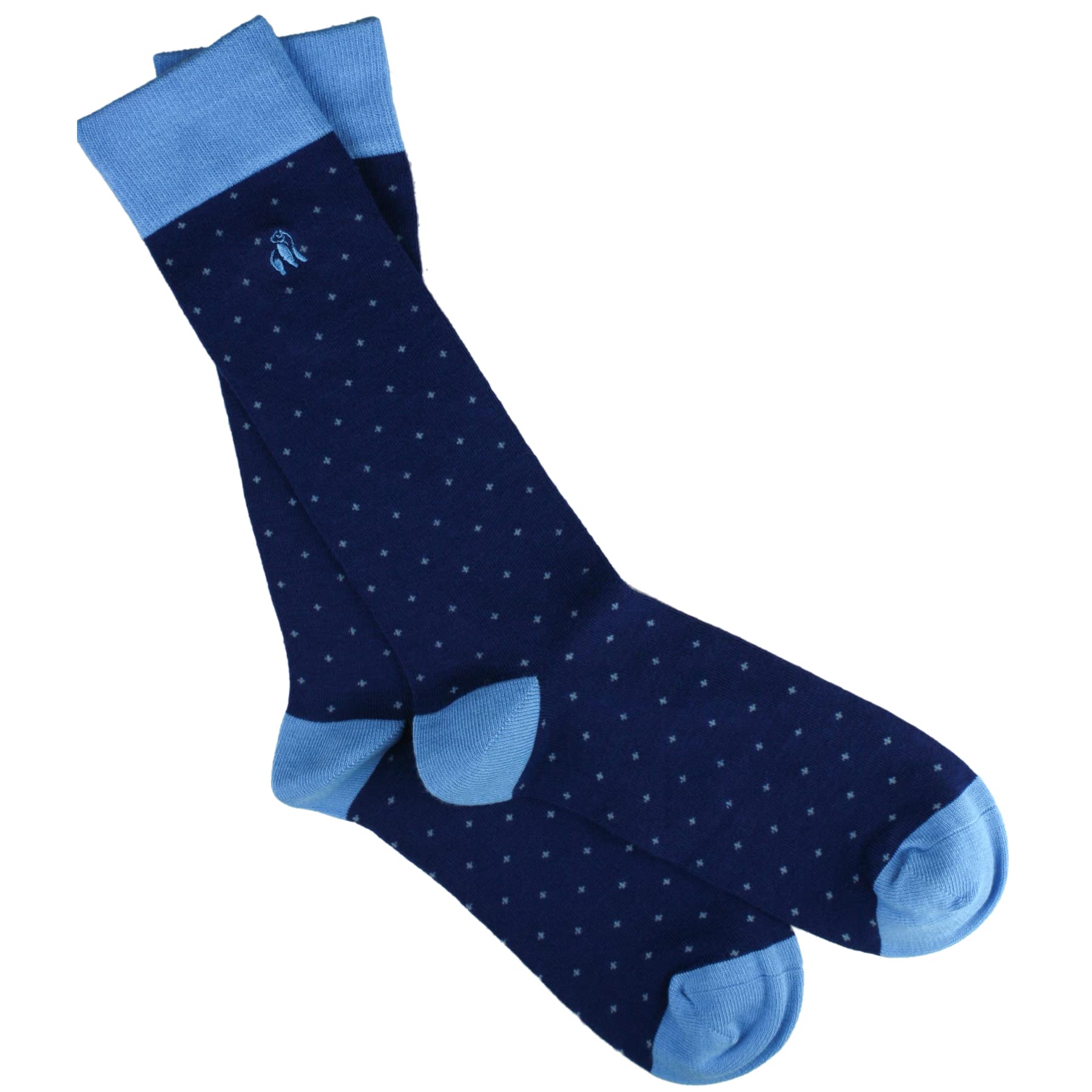 Swole Panda Bamboo Socks UK7-11 - Spotted Sky Blue Mens Socks