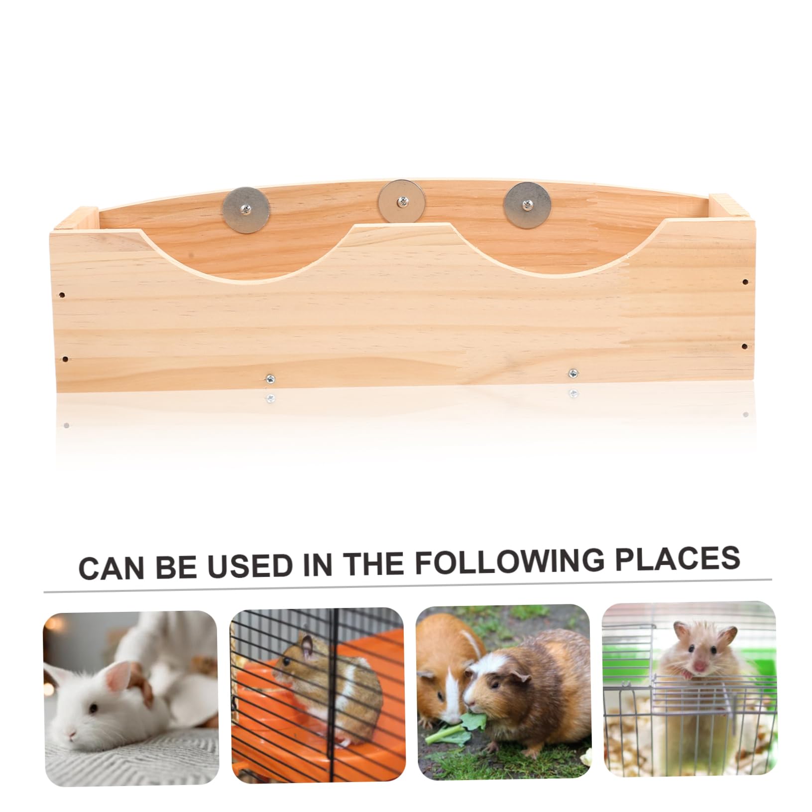 DOITOOL Holz Heuraufe mit Fixator für Kleinen Nager und Hamster Stabiles Kaninchengestell zur Befestigung im Käfig für Trockenfutter und Heuzuführung