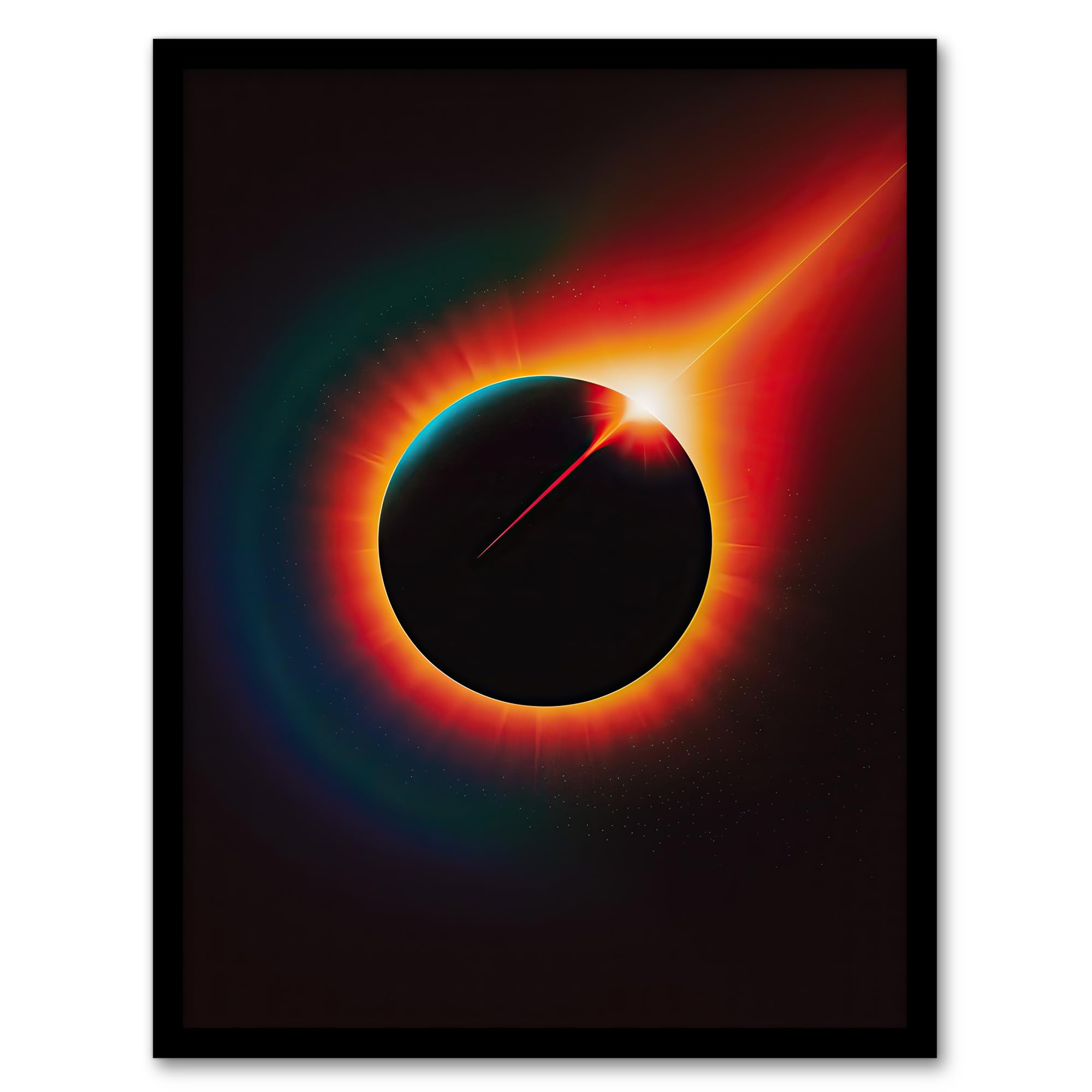 Artery8 Total Solar Eclipse Orange Blue Ring Fire Design Wall Art PrintA4 Size from B&Q