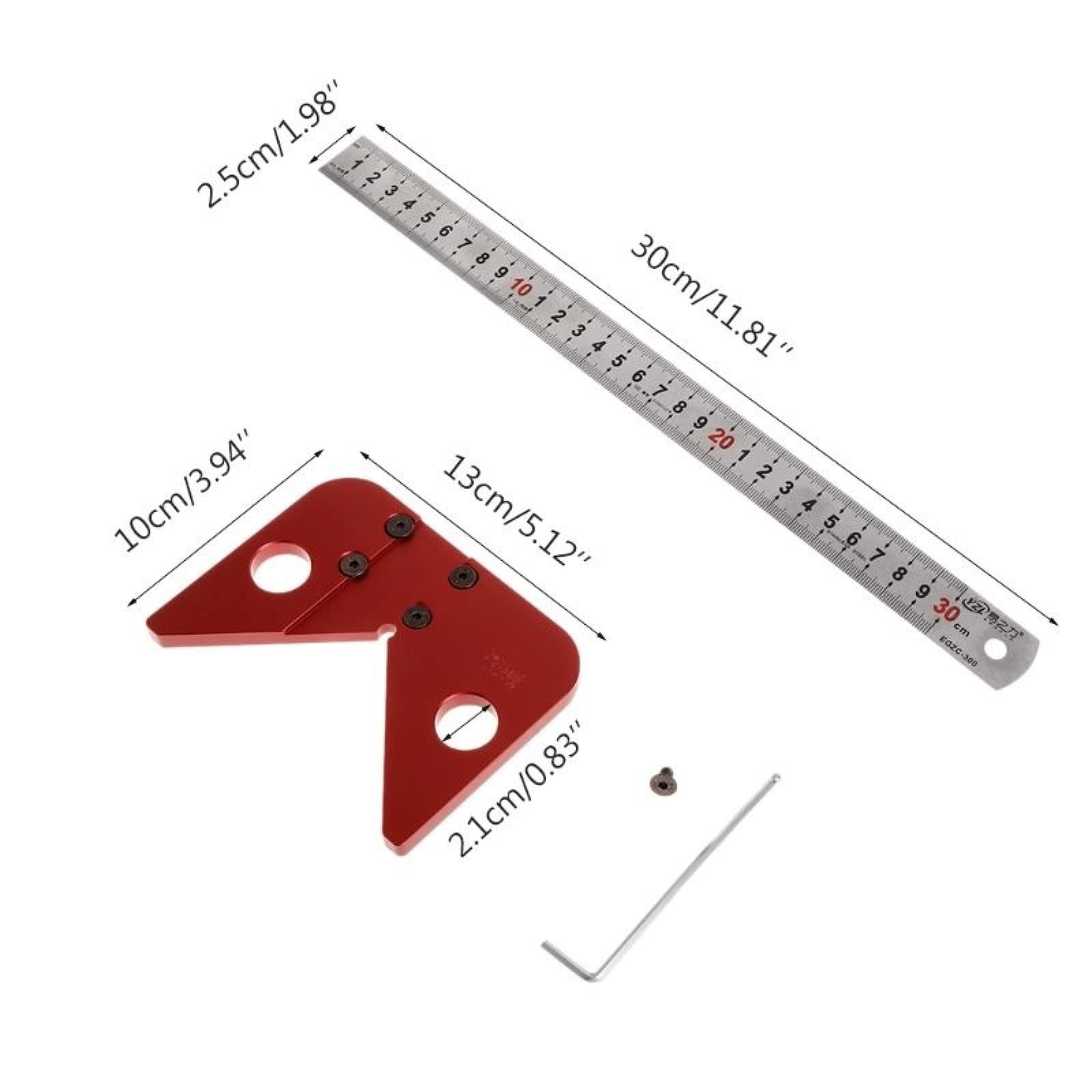 Angle De 45 Degrés Scribe Rond Ligne Centrale Scribe Bois Ligné Charpentier Rond Coeur Règle Disposition Jauge Outils De Travail Du Bois