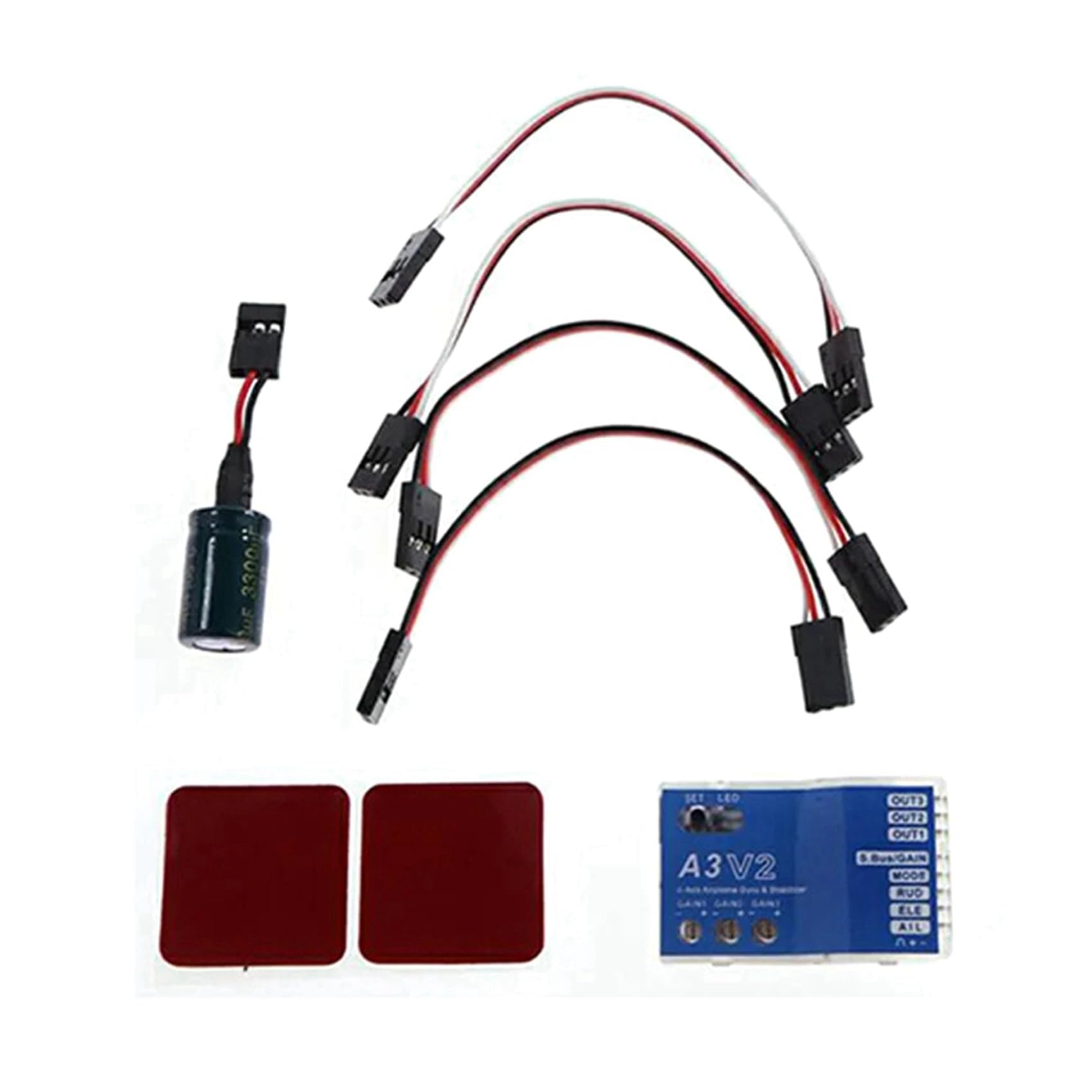 2 x 3-osiowy żyroskop A3 V2 stabilizator regulatora lotu do samolotów RC, śmigłowców ze sztywnymi skrzydłami, części modelu samolotu, zwiększona stabilność