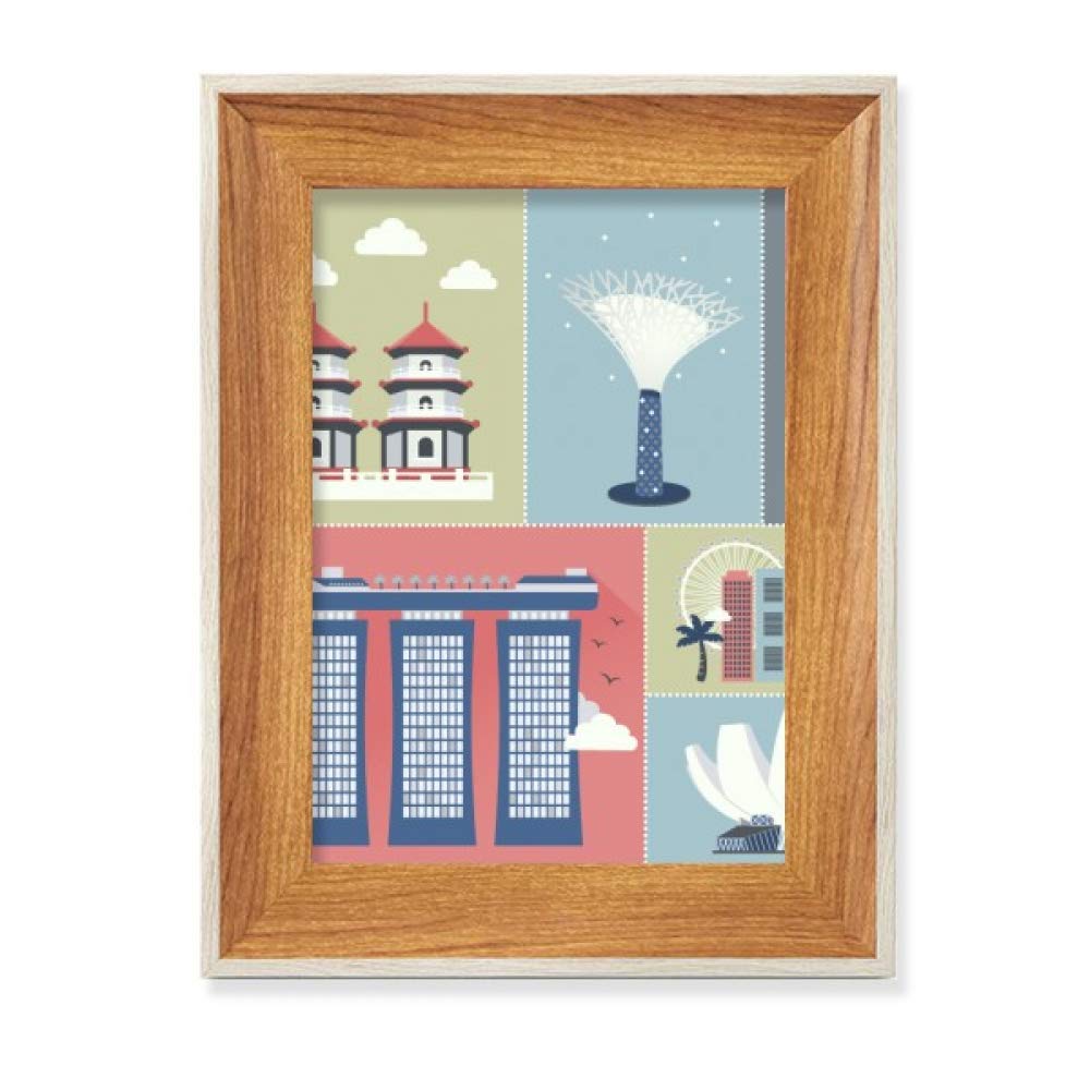 Cadre photo Singapour en bois de bureau pour tableau art