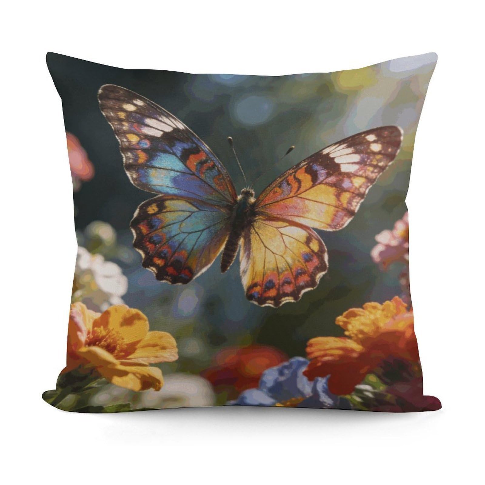 LZQPOEAS Butterfly Throw Pillow Cover 18 X 18 in Cozy Couch Pillow Covers Farmhouse Throw Pillow Case Modern Square Pillowcase Home Decor Cushion Cover for Bedroom Living Room