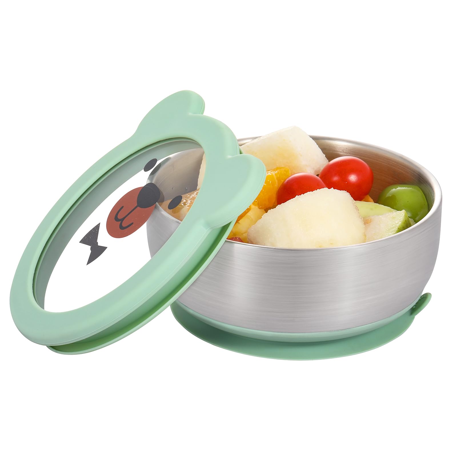 MR. CHOU Baby Bowls with Non-Slip Silicone Suction Cup, Insulated Double-Layer 18/8 Stainless Steel Toddler Bowls with BPA Free Airtight Lids,