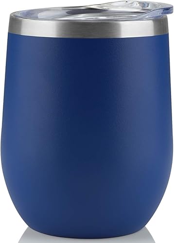 Miniatura 2 de TDYDDYU - Vaso de vino de acero inoxidable con tapa de 254ml (12oz. liq.), doble pared con aislamiento al vacío, vaso de viaje para café, vino,
