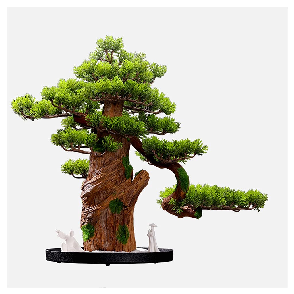 HADECOLL Tree Fake Plant Simulation Welcome Pine Bonsai Large Fake Tree Plant Potted Office Desktop Artificial Green Plants Zen Decoration Ornaments Potted Tree Artificial,