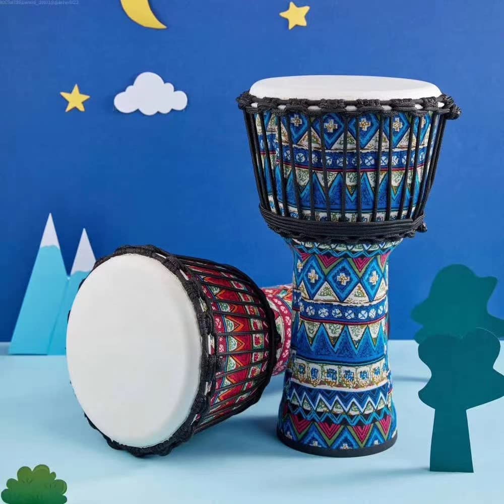 LIOONS Djembes 8 Pouces Portable éthéré Tambour Tambour à Main avec Motif d'art coloré éthéré Tambour Instrument Accessoires Caisse Claire