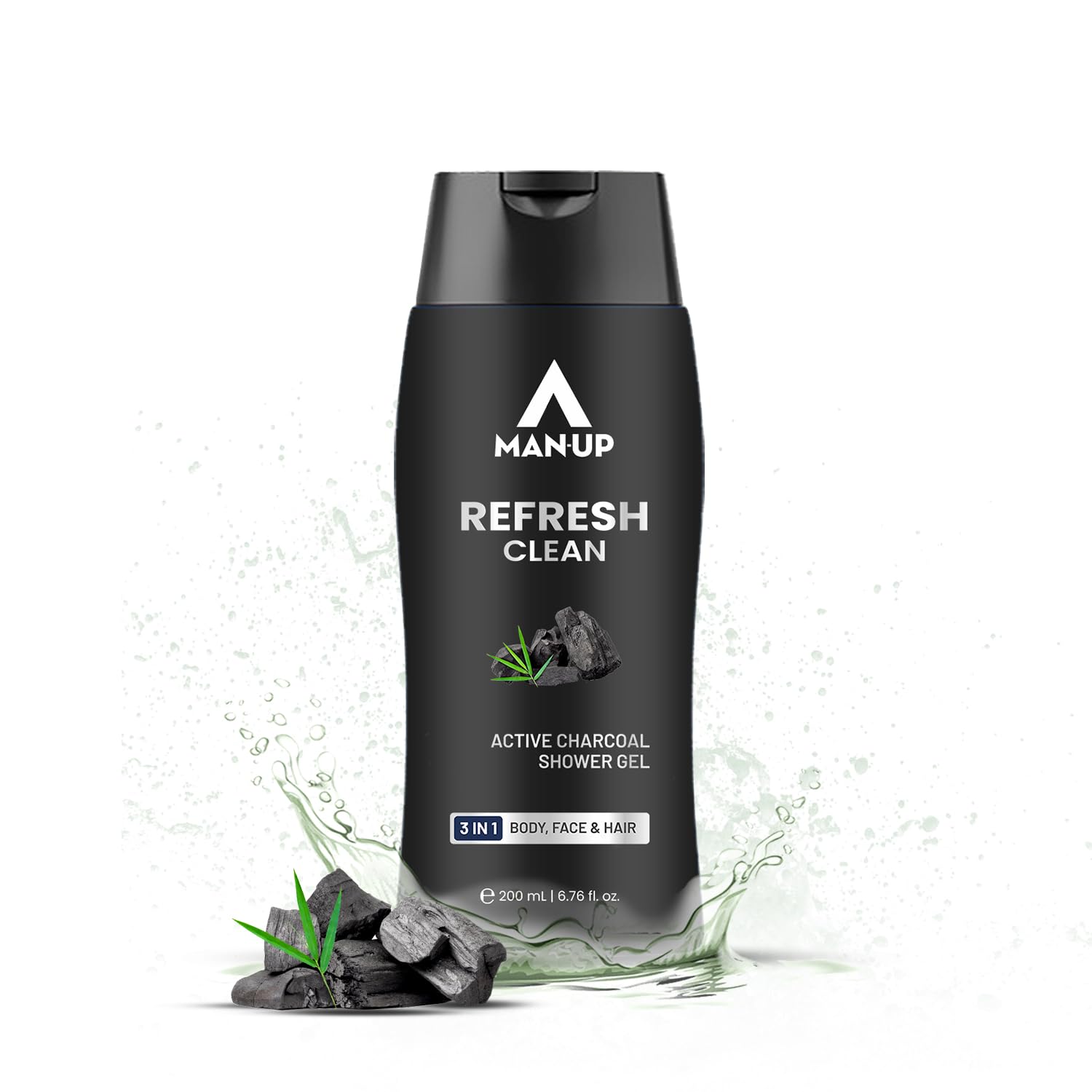 Refresh Clean Active Charcoal Shower Gel For Deep Pore Cleaning 3 IN 1 Body, Face & Hair, Removes Dirt, Acne Control, Dark Spot & Oil Control, Anti-Pollution Shower Gel for Men- 200ml
